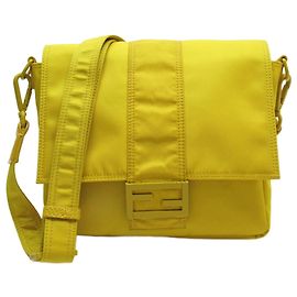 Fendi Yellow Nylon Shoulder Bag Yellow