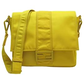 Fendi-Fendi Yellow Nylon Shoulder Bag-Yellow