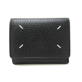 Maison Martin Margiela Schwarze Leder-Dreifach-Geldbörse Maison Margiela Schwarz