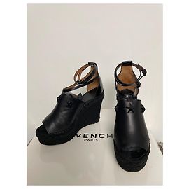 Sandales compensées Givenchy en cuir noir Noir