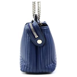 Fendi-Fendi Dotcom Leather Shoulder Bag-Blue,Navy blue