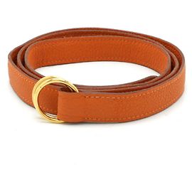 Hermès Hermes Double Ring Leather Belt in Orange Orange