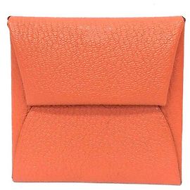 Hermès Monedero Hermes Bastia en cuero de cabra naranja Naranja