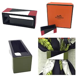 Hermès-Anneau de foulard Color Block Hermes-Noir,Blanc,Rouge