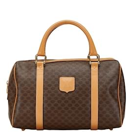 Céline-Celine Macadam Handbag in Brown PVC Leather-Brown