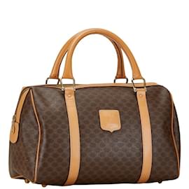 Céline-Celine Macadam Handbag in Brown PVC Leather-Brown