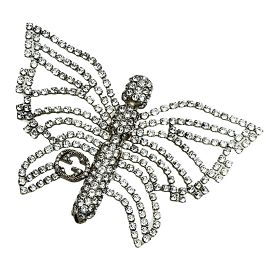 Spilla a farfalla con strass G intrecciato di Gucci Argento