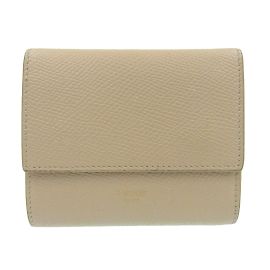 Céline Celine Beige Leather Trifold Wallet Beige