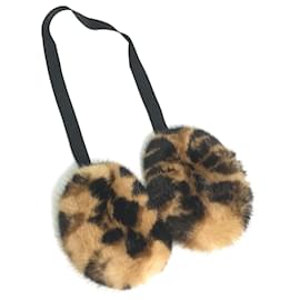 Louis Vuitton-Louis Vuitton Fur Leopard Print Earmuffs-Brown,Black