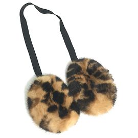 Protetores de ouvido de pele de leopardo Louis Vuitton Marrom Preto