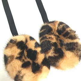 Louis Vuitton-Louis Vuitton Fur Leopard Print Earmuffs-Brown,Black