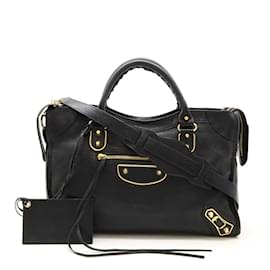 Balenciaga-Balenciaga Classic Metallic Edge City Handbag-Black,Metallic