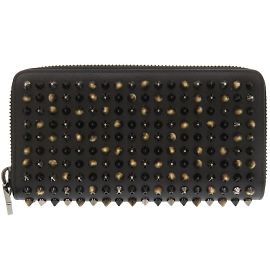 Christian Louboutin Studded Leather Black Round Long Wallet Black