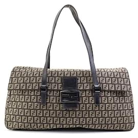 Fendi-Fendi Zucchino Canvas Handbag-Brown