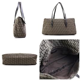 Fendi-Fendi Zucchino Canvas Handbag-Brown