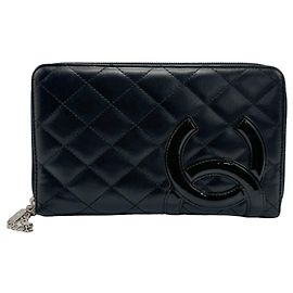 Chanel Cambon Line Black Patent Leather Coin Purse Black