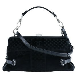 Sac à épaule en velours noir Chanel Noir