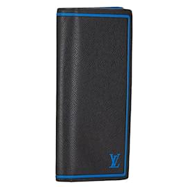 Louis Vuitton-Louis Vuitton Taiga Portefeuille Brazza Long Wallet-Black