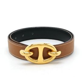 Hermès Cinturón Reversible Chaine d'Ancre HERMES Castaño Negro