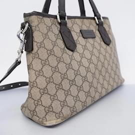 Gucci-Gucci GG Supreme Handbag-Brown