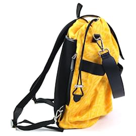 Fendi-Fendi Canvas Backpack in Black and Yellow-Black,Yellow