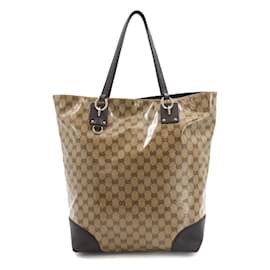 Gucci-Gucci GG Crystal Leder Tote Bag-Braun,Beige