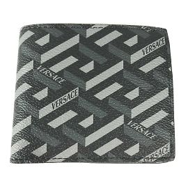 Versace Compact Bi-fold Leather Wallet Brown Black
