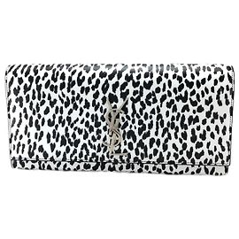 Pochette Léopard Cassandra de Saint Laurent Noir Blanc