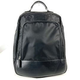 Versace Black Nylon and Leather Backpack Handbag Black