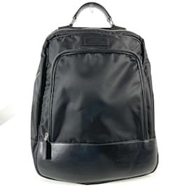 Versace-Versace Black Nylon and Leather Backpack Handbag-Black