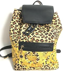 Versace Leopard Backpack Black Yellow