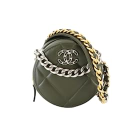 Chanel-Chanel CHANEL 19 Round Clutch Chain Shoulder Bag-Khaki