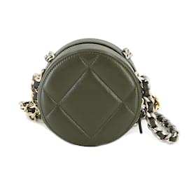 Chanel-Chanel CHANEL 19 Round Clutch Chain Shoulder Bag-Khaki