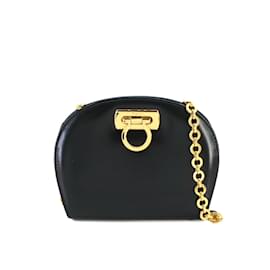 Salvatore Ferragamo-Salvatore Ferragamo Gancini Chain Shoulder Bag-Navy blue