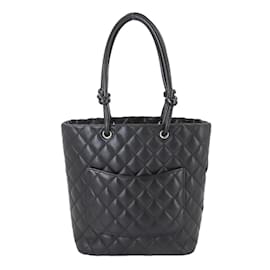 Chanel-Chanel Cambon Line Medium Leather Tote Bag-Black