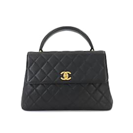 Chanel-Chanel Matelassé Handtasche aus schwarzem Kaviarleder-Schwarz