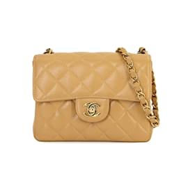 Chanel-Chanel Matelassé Schultertasche mit Kette-Beige