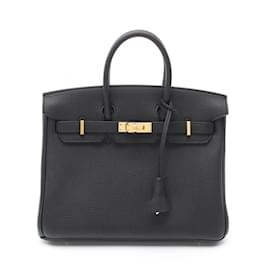 Hermès-Hermes Birkin 25 Handbag in Black Togo Leather-Black