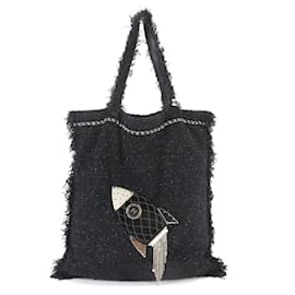 Chanel-Chanel Rocket Tweed Leather Tote Bag-Black