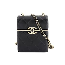 Chanel-Chanel Matelassé Schultertasche mit Kette-Schwarz