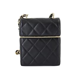 Chanel-Chanel Matelassé Schultertasche mit Kette-Schwarz