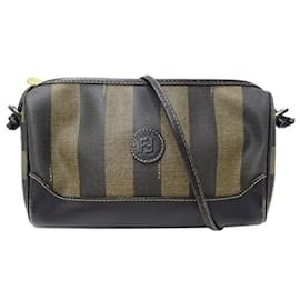 Fendi-Sac à épaule Fendi pour femmes à rayures Pequin-Noir,Beige