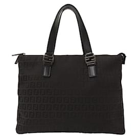 Fendi-Fendi Women's Black Zucchino Canvas Tote Bag-Black