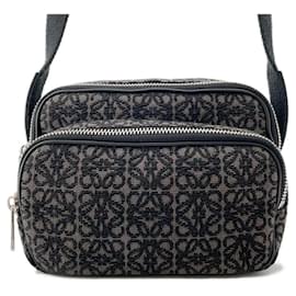 Loewe-Loewe Anagram Canvas Shoulder Bag-Black