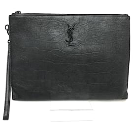 Saint Laurent-Saint Laurent Leather Second Bag with Wristlet-Black