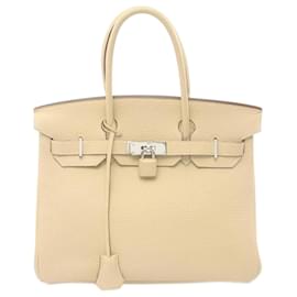 Hermès-Hermes Birkin 30 Handbag in Ivory Togo Leather-Cream