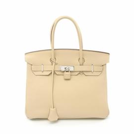 Hermès-Hermès Birkin 30 Handtasche aus elfenbeinfarbenem Togo-Leder-Roh