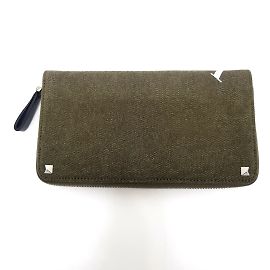 Carteira longa estampada VLTN com studs Valentino Garavani Branco Caqui