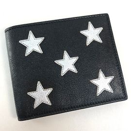 Saint Laurent Paris Star Patchwork Bi-fold Wallet Black Silvery