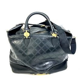 Versace Weekend Bag Sunburst Quilted Boston Rubber Black